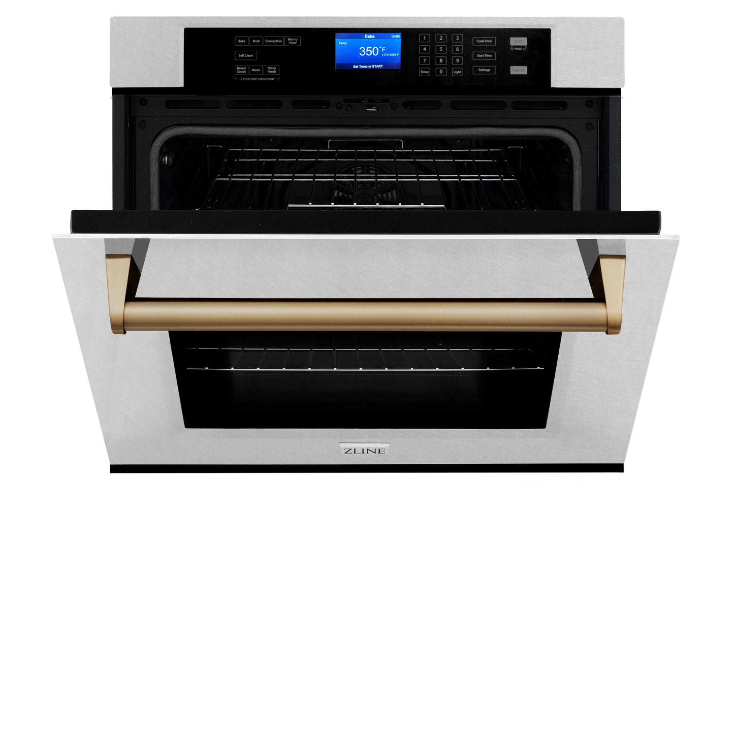 ZLINE Autograph Edition 30" DuraSnow Stainless Steel Champagne Bronze Trim Single Wall Oven With Self Clean and True Convection