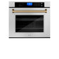 ZLINE Autograph Edition 30" DuraSnow Stainless Steel Champagne Bronze Trim Single Wall Oven With Self Clean and True Convection