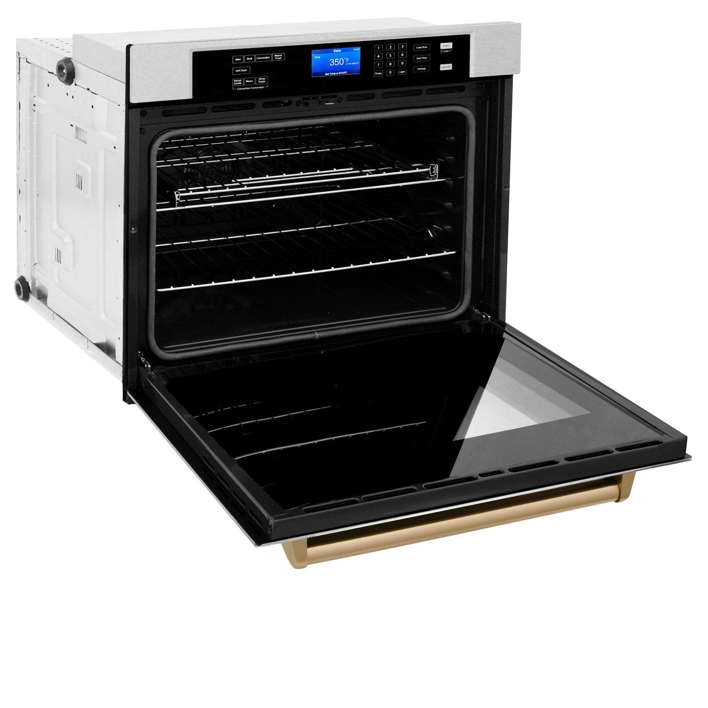 ZLINE Autograph Edition 30" DuraSnow Stainless Steel Champagne Bronze Trim Single Wall Oven With Self Clean and True Convection