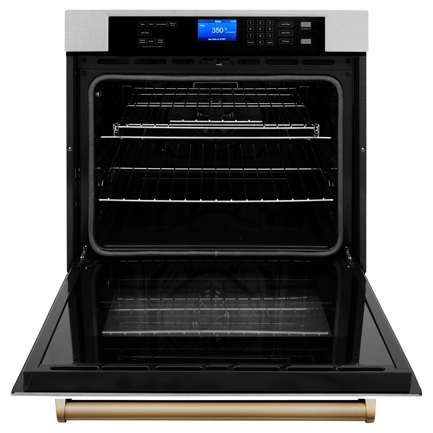 ZLINE Autograph Edition 30" DuraSnow Stainless Steel Champagne Bronze Trim Single Wall Oven With Self Clean and True Convection