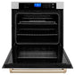 ZLINE Autograph Edition 30" DuraSnow Stainless Steel Gold Trim Single Wall Oven With Self Clean and True Convection