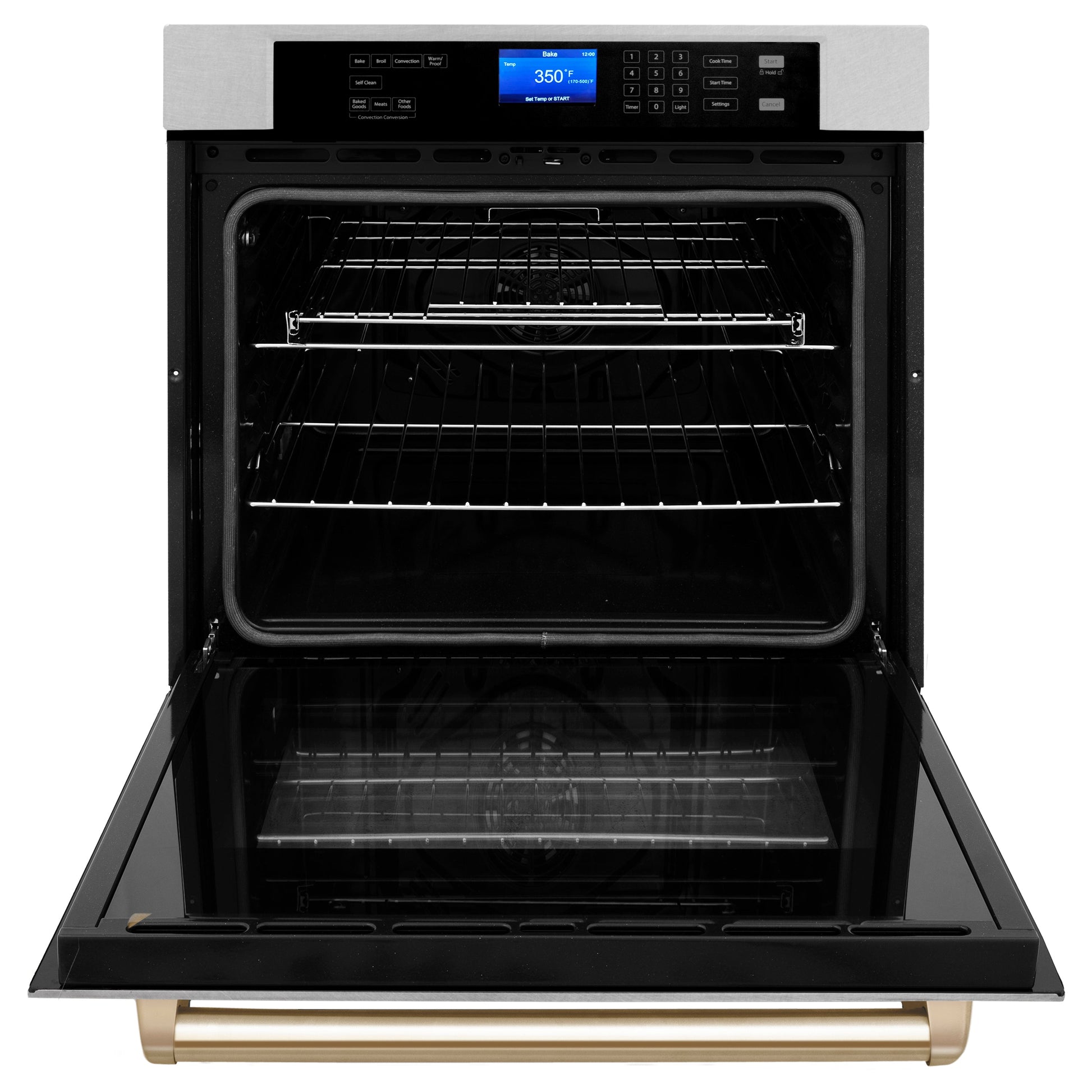 ZLINE Autograph Edition 30" DuraSnow Stainless Steel Gold Trim Single Wall Oven With Self Clean and True Convection