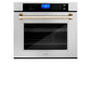 ZLINE Autograph Edition 30" DuraSnow Stainless Steel Gold Trim Single Wall Oven With Self Clean and True Convection