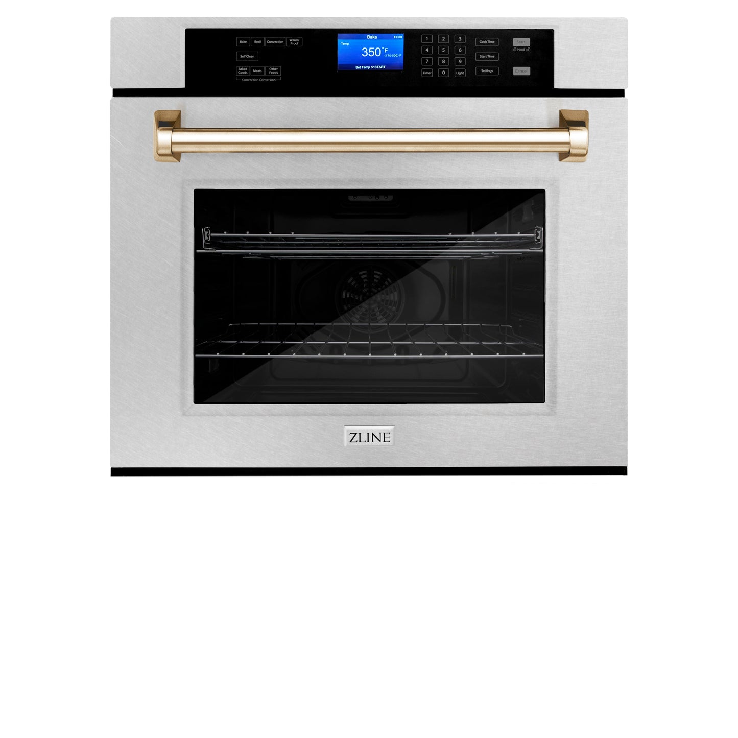 ZLINE Autograph Edition 30" DuraSnow Stainless Steel Gold Trim Single Wall Oven With Self Clean and True Convection