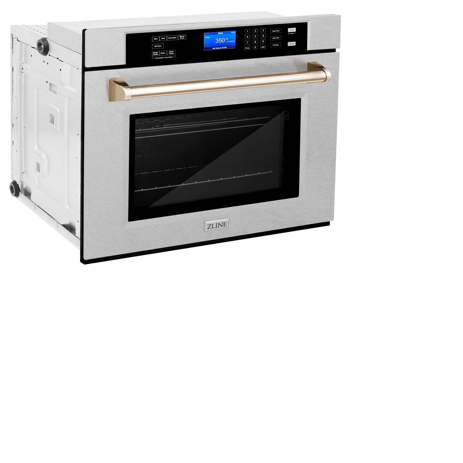 ZLINE Autograph Edition 30" DuraSnow Stainless Steel Gold Trim Single Wall Oven With Self Clean and True Convection