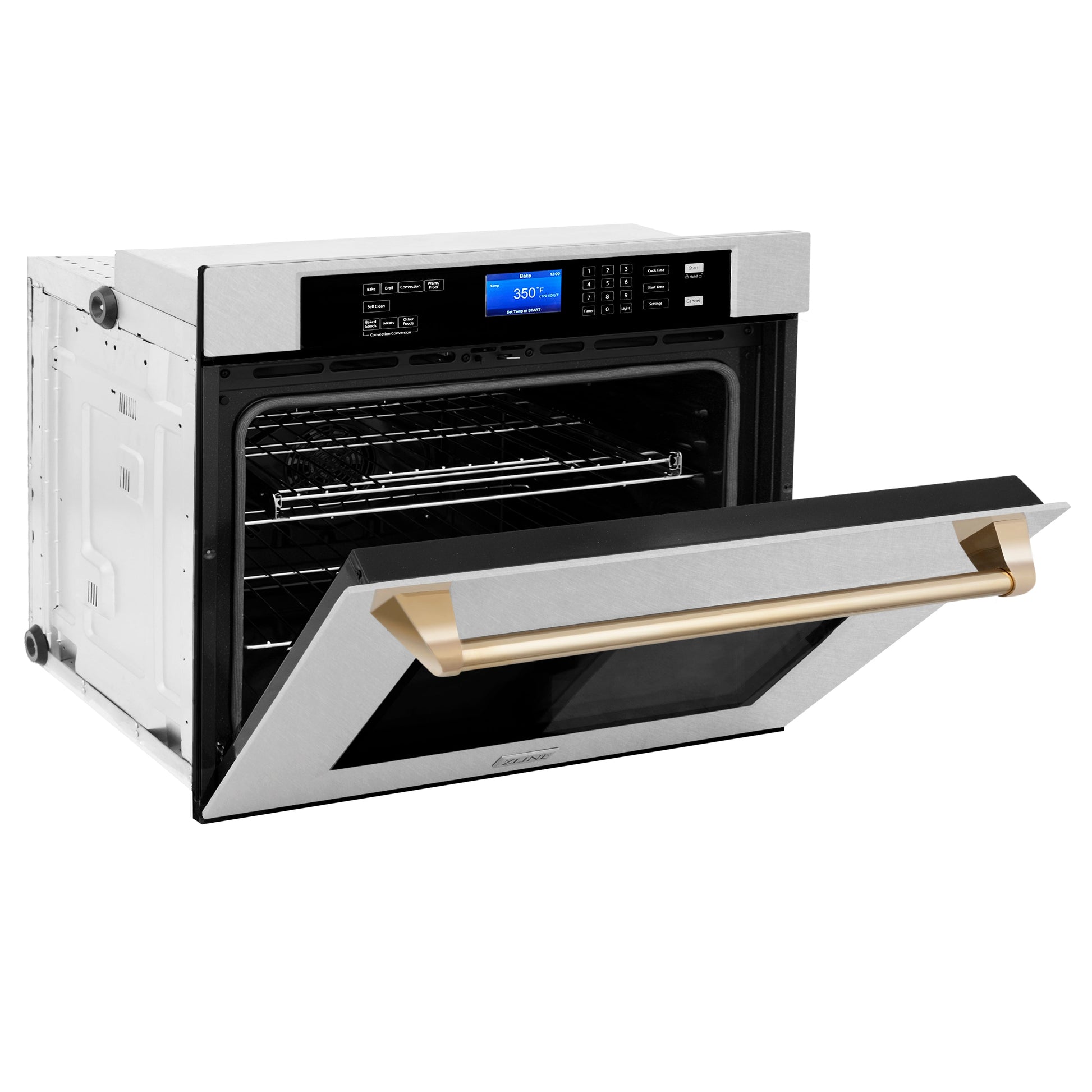 ZLINE Autograph Edition 30" DuraSnow Stainless Steel Gold Trim Single Wall Oven With Self Clean and True Convection