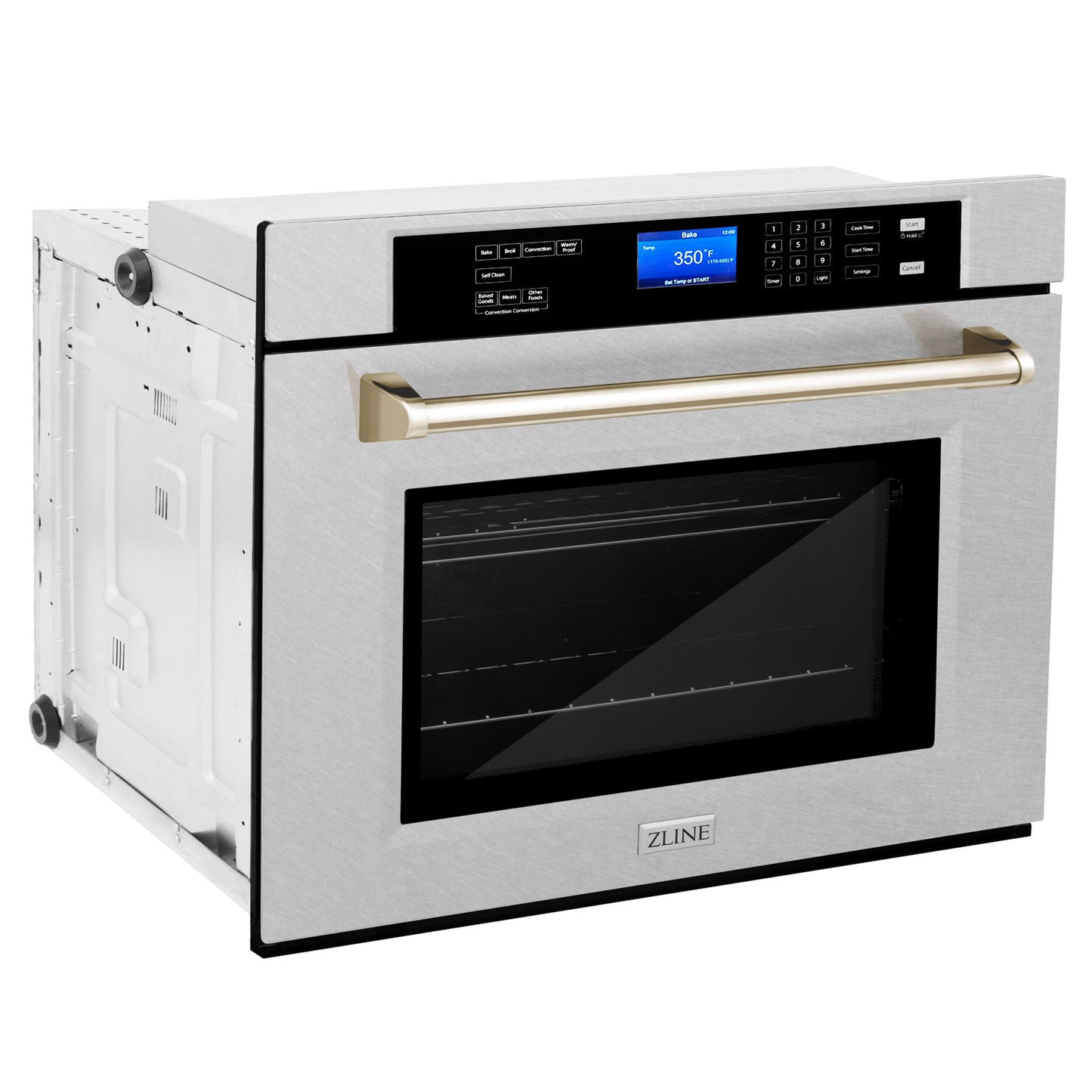 ZLINE Autograph Edition 30" DuraSnow Stainless Steel Gold Trim Single Wall Oven With Self Clean and True Convection