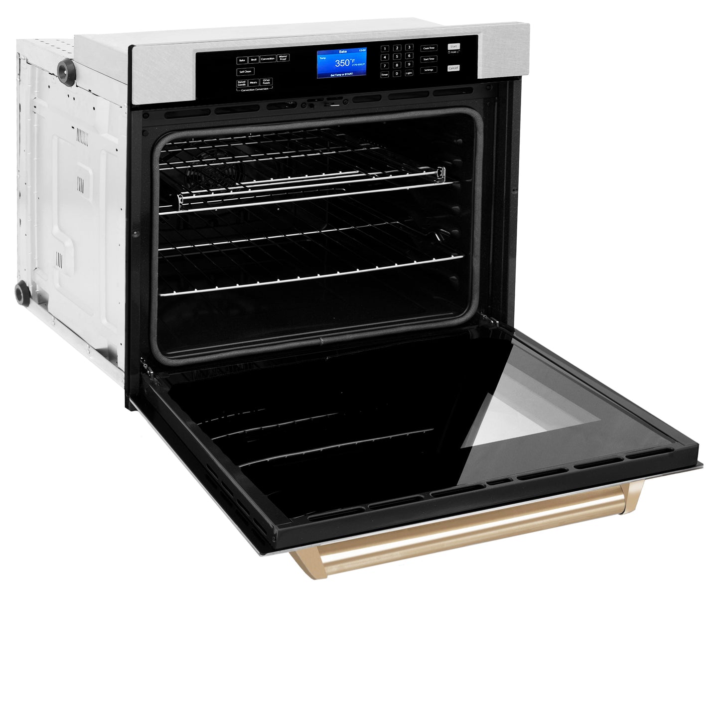 ZLINE Autograph Edition 30" DuraSnow Stainless Steel Gold Trim Single Wall Oven With Self Clean and True Convection