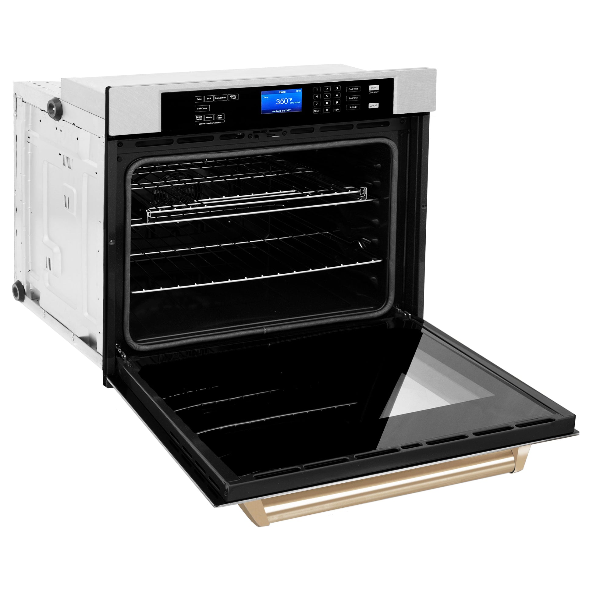 ZLINE Autograph Edition 30" DuraSnow Stainless Steel Gold Trim Single Wall Oven With Self Clean and True Convection