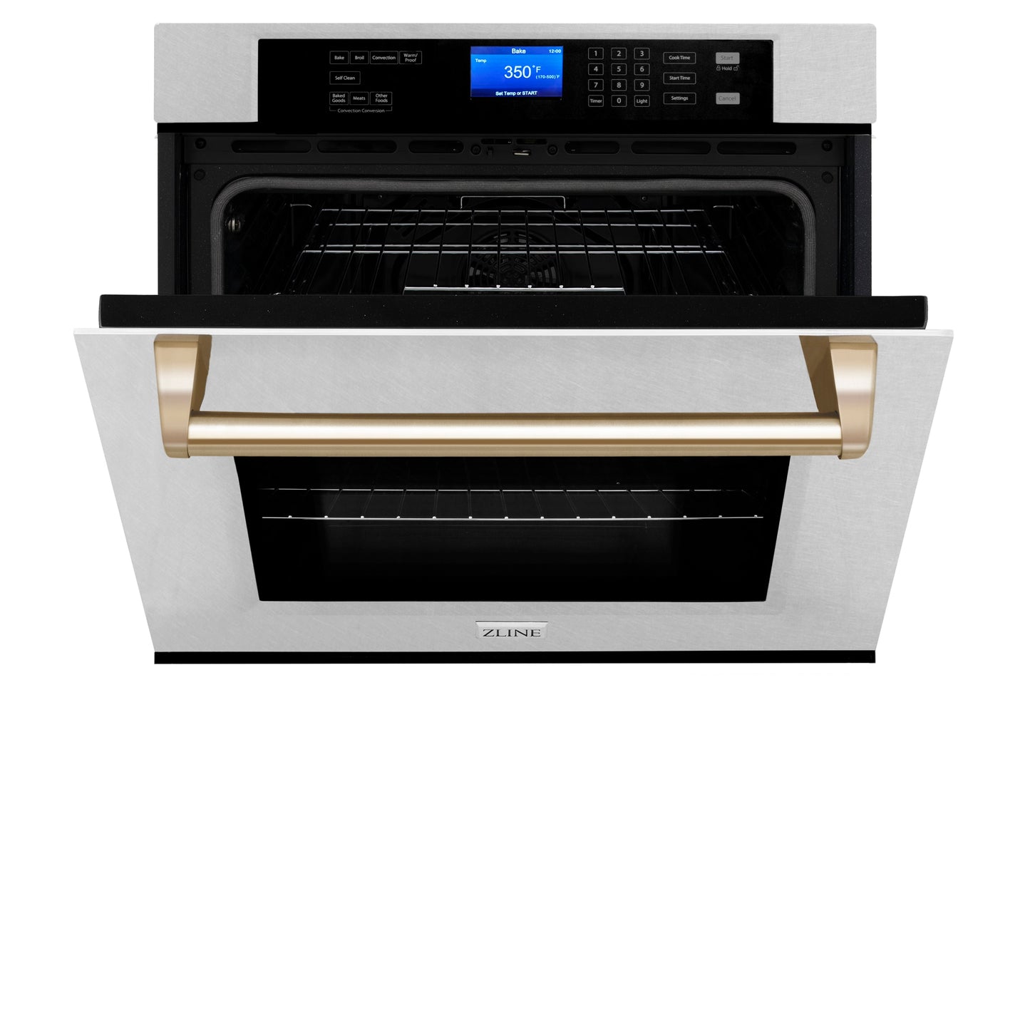 ZLINE Autograph Edition 30" DuraSnow Stainless Steel Gold Trim Single Wall Oven With Self Clean and True Convection