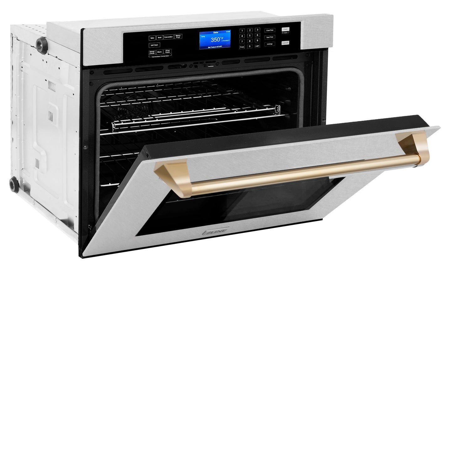 ZLINE Autograph Edition 30" DuraSnow Stainless Steel Gold Trim Single Wall Oven With Self Clean and True Convection