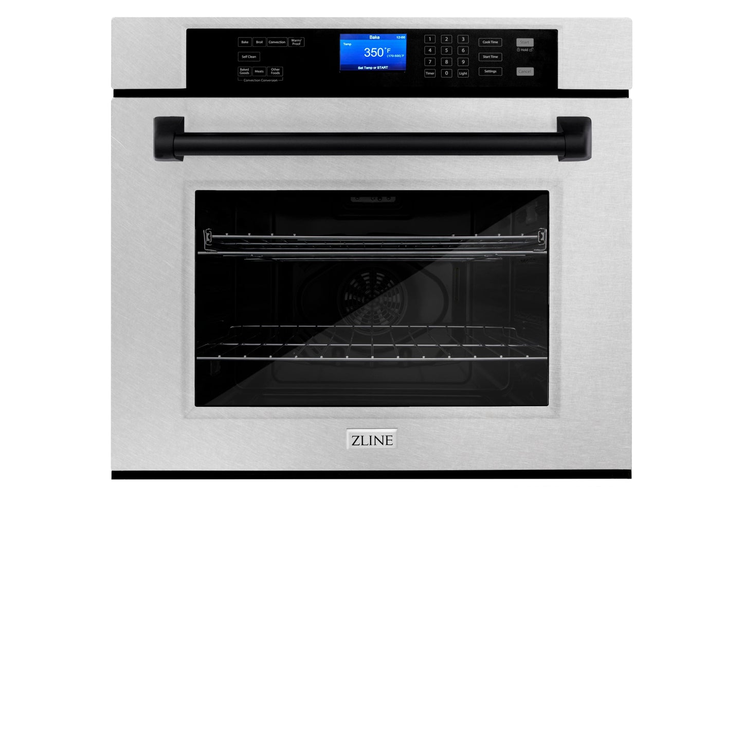 ZLINE Autograph Edition 30" DuraSnow Stainless Steel Matte Black Trim Single Wall Oven with Self Clean and True Convection