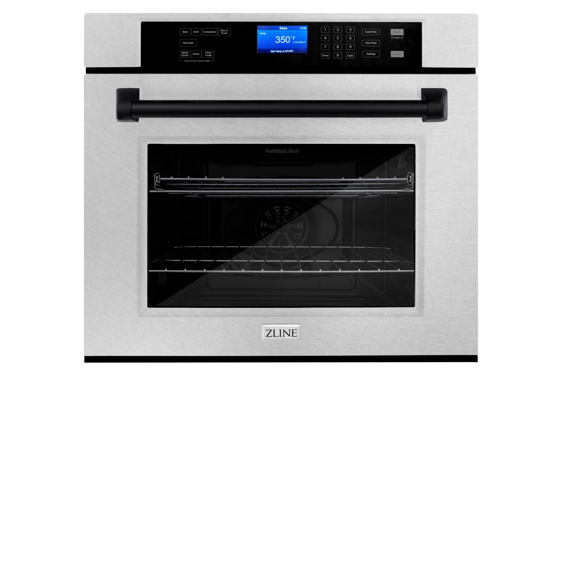 ZLINE Autograph Edition 30" DuraSnow Stainless Steel Matte Black Trim Single Wall Oven with Self Clean and True Convection