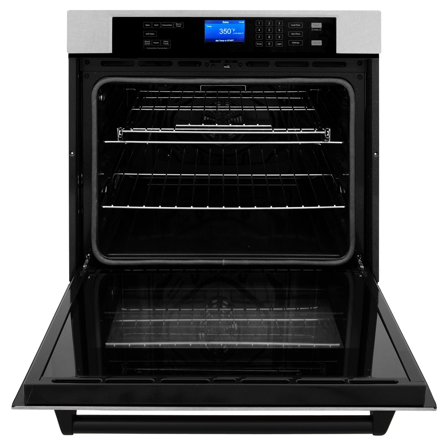 ZLINE Autograph Edition 30" DuraSnow Stainless Steel Matte Black Trim Single Wall Oven with Self Clean and True Convection