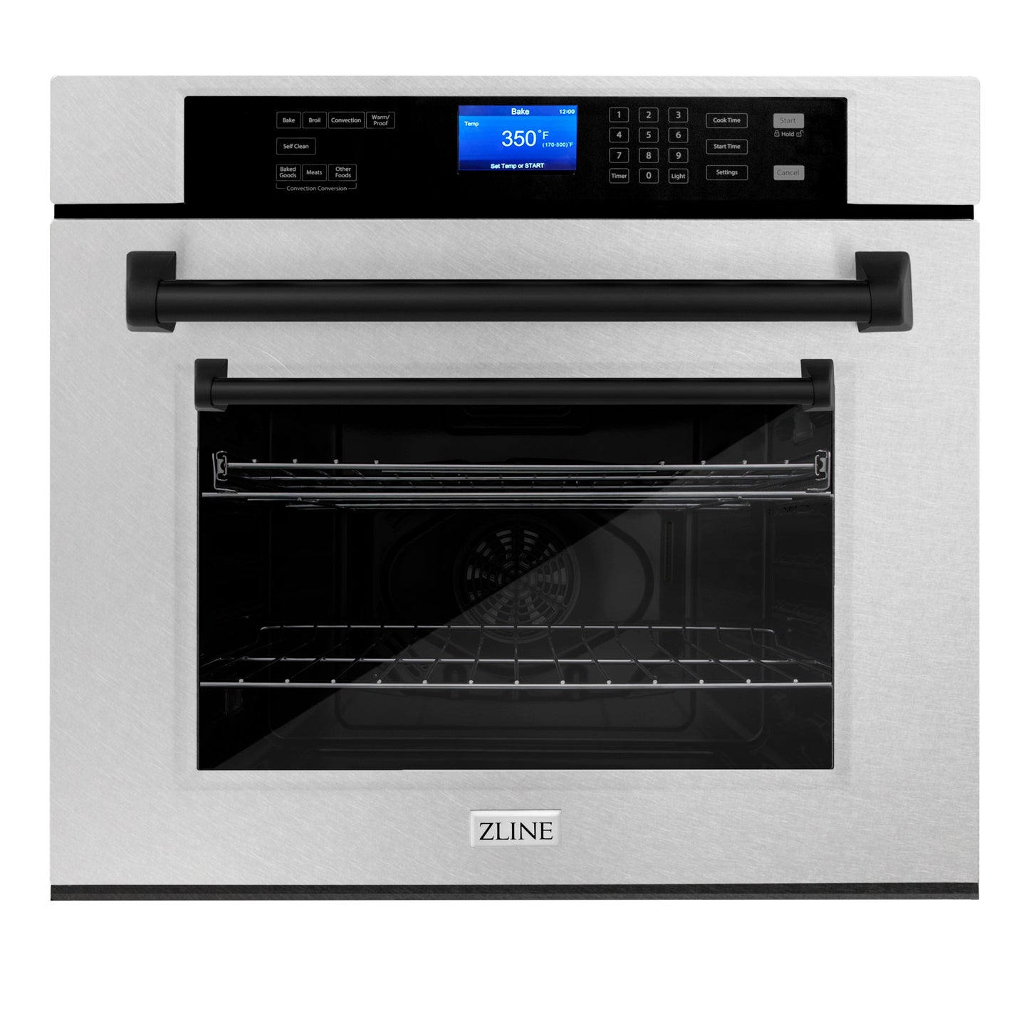 ZLINE Autograph Edition 30" DuraSnow Stainless Steel Matte Black Trim Single Wall Oven with Self Clean and True Convection