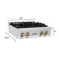 ZLINE Autograph Edition 30" DuraSnow Stainless Steel and Champagne Bronze Accents Porcelain 4 Burner Rangetop