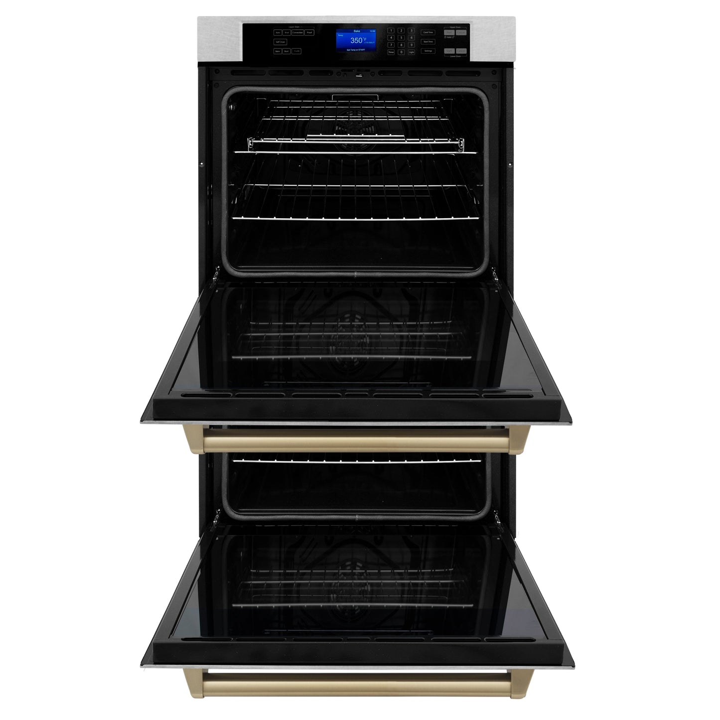 ZLINE Autograph Edition 30" DuraSnow Stainless Steel and Champagne Bronze Double Wall Oven with Self Clean and True Convection