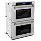 ZLINE Autograph Edition 30" DuraSnow Stainless Steel and Champagne Bronze Double Wall Oven with Self Clean and True Convection