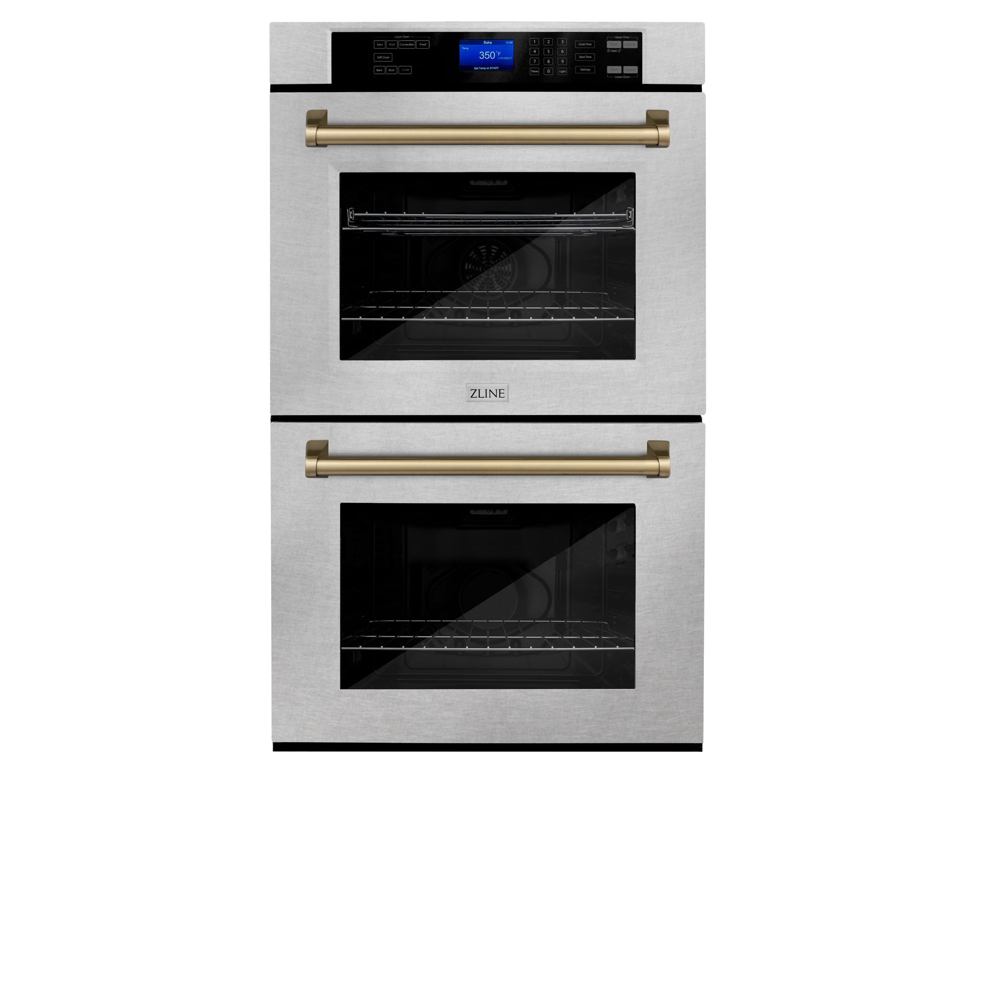 ZLINE Autograph Edition 30" DuraSnow Stainless Steel and Champagne Bronze Double Wall Oven with Self Clean and True Convection