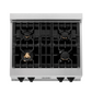 ZLINE Autograph Edition 30" DuraSnow Stainless Steel and Matte Black Accents Porcelain 4 Burner Rangetop