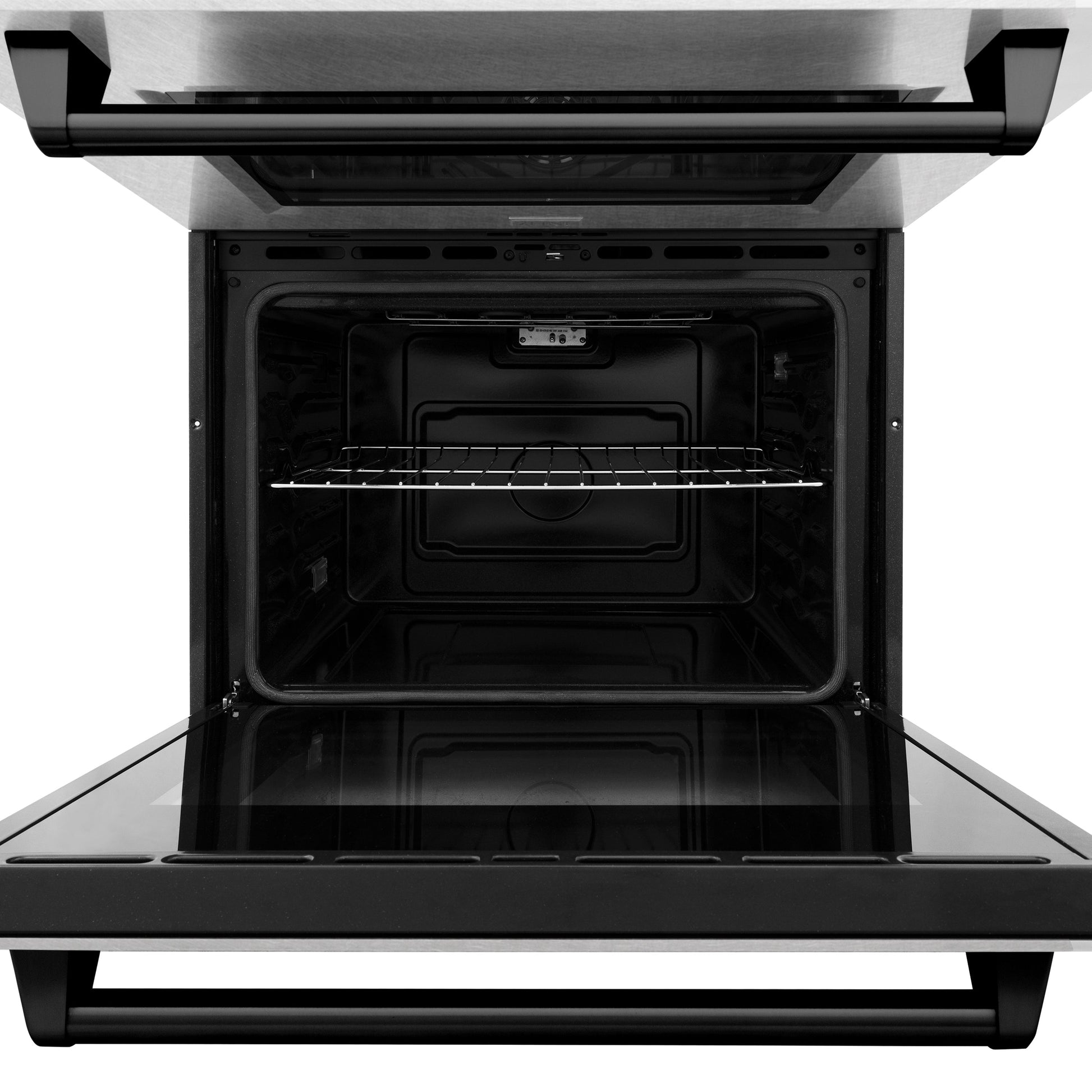 ZLINE Autograph Edition 30" DuraSnow Stainless Steel and Matte Black Double Wall Oven with Self Clean and True Convection