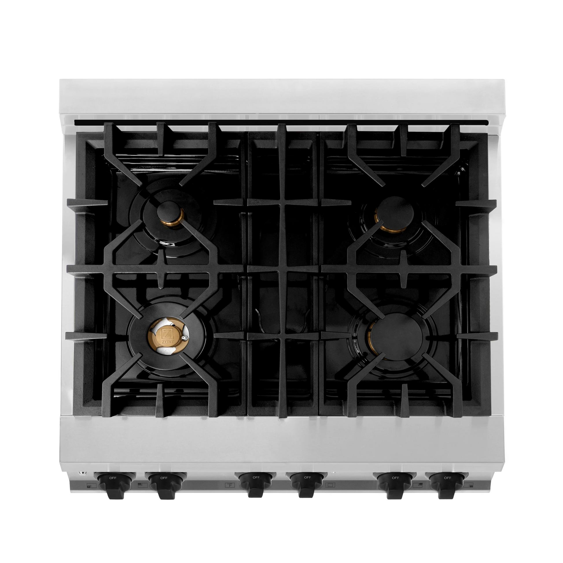 ZLINE Autograph Edition 30" Stainless Steel 4 Burner Dual Fuel Range With Matte Black Accents and 4.0 cu. ft. Electric Oven