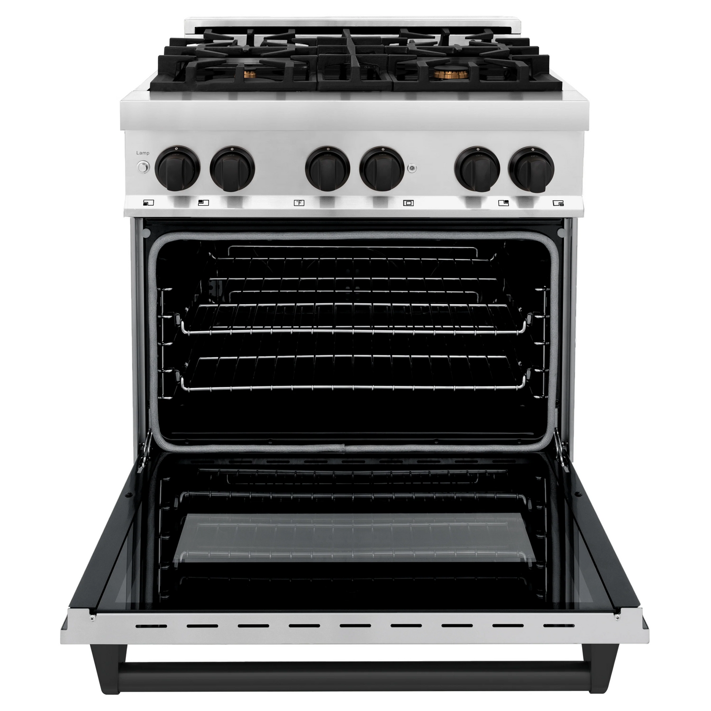 ZLINE Autograph Edition 30" Stainless Steel 4 Burner Dual Fuel Range With Matte Black Accents and 4.0 cu. ft. Electric Oven