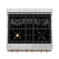 ZLINE Autograph Edition 30" Stainless Steel 4 Burner Dual Fuel Range With White Matte Door, Champagne Bronze Accents and 4.0 cu. ft. Electric Oven