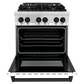 ZLINE Autograph Edition 30" Stainless Steel 4 Burner Dual Fuel Range With White Matte Door, Matte Black Accents and 4.0 cu. ft. Electric Oven