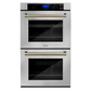 ZLINE Autograph Edition 30" Stainless Steel and Champagne Bronze Double Wall Oven with Self Clean and True Convection