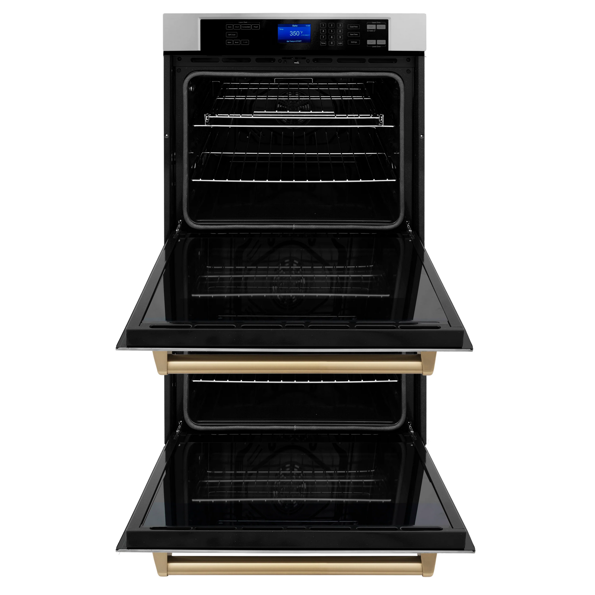 ZLINE Autograph Edition 30" Stainless Steel and Gold Double Wall Oven with Self Clean and True Convection