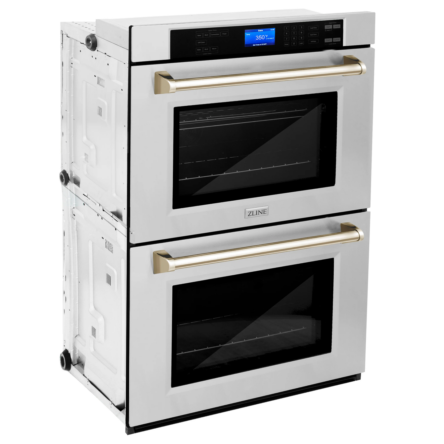 ZLINE Autograph Edition 30" Stainless Steel and Gold Double Wall Oven with Self Clean and True Convection