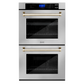 ZLINE Autograph Edition 30" Stainless Steel and Gold Double Wall Oven with Self Clean and True Convection