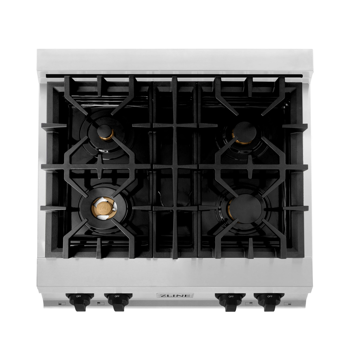 ZLINE Autograph Edition 30" Stainless Steel and Matte Black Accents Porcelain 4 Burner Rangetop