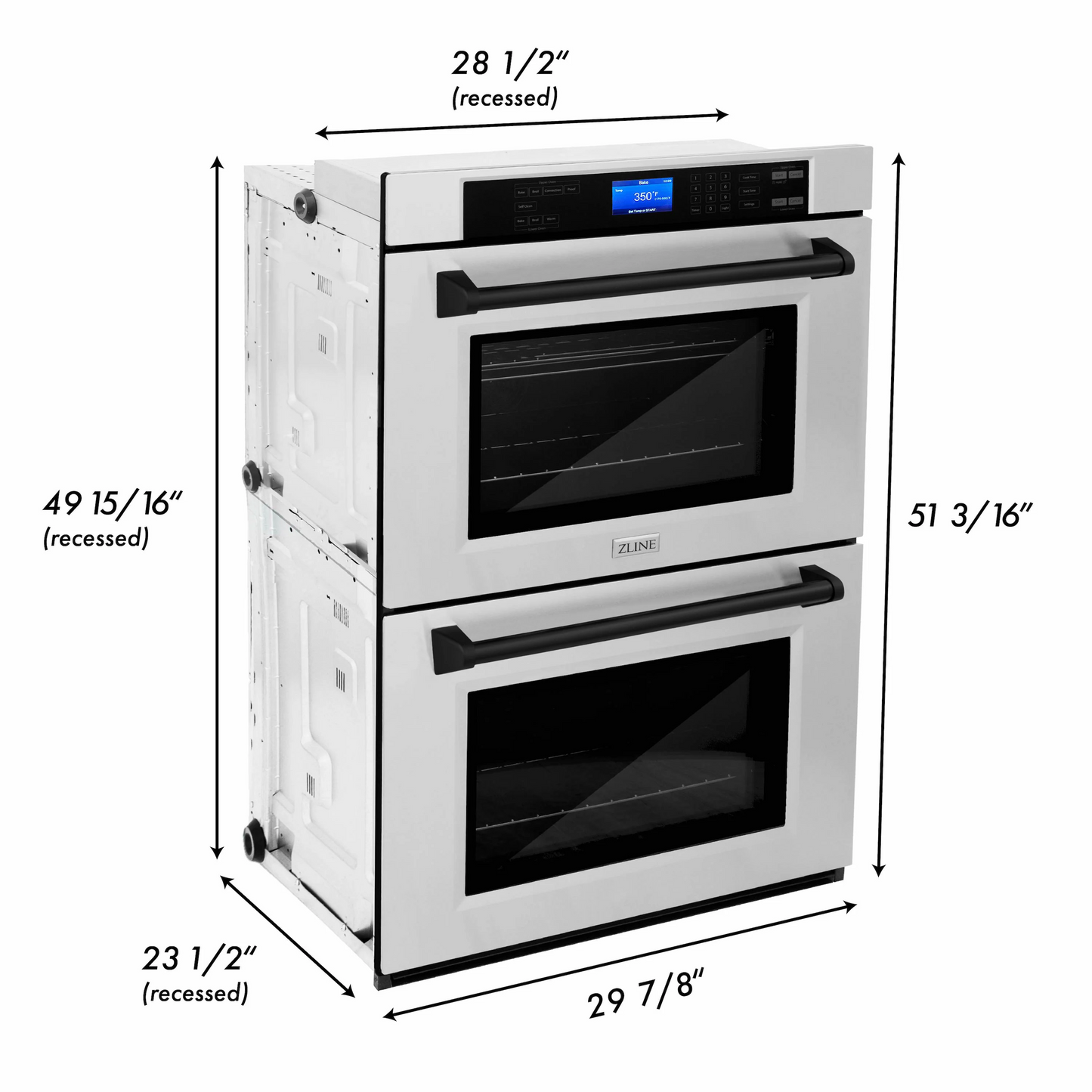 ZLINE Autograph Edition 30" Stainless Steel and Matte Black Double Wall Oven with Self Clean and True Convection