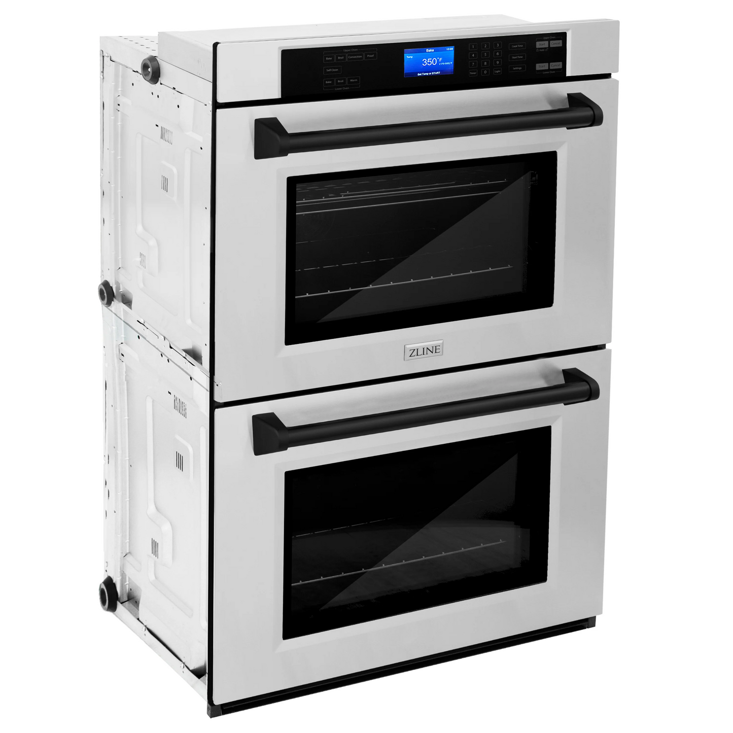 ZLINE Autograph Edition 30" Stainless Steel and Matte Black Double Wall Oven with Self Clean and True Convection