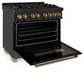 ZLINE Autograph Edition 36" Black Stainless Steel 6 Burner Dual Fuel Range With Champagne Bronze Accents and 4.6 cu. ft. Electric Oven