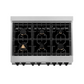 ZLINE Autograph Edition 36" DuraSnow Stainless Steel 6 Burner Dual Fuel Range With Matte Black Accents and 4.6 cu. ft. Electric Oven