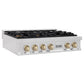 ZLINE Autograph Edition 36" DuraSnow Stainless Steel and Gold Accents Porcelain 6 Burner Rangetop