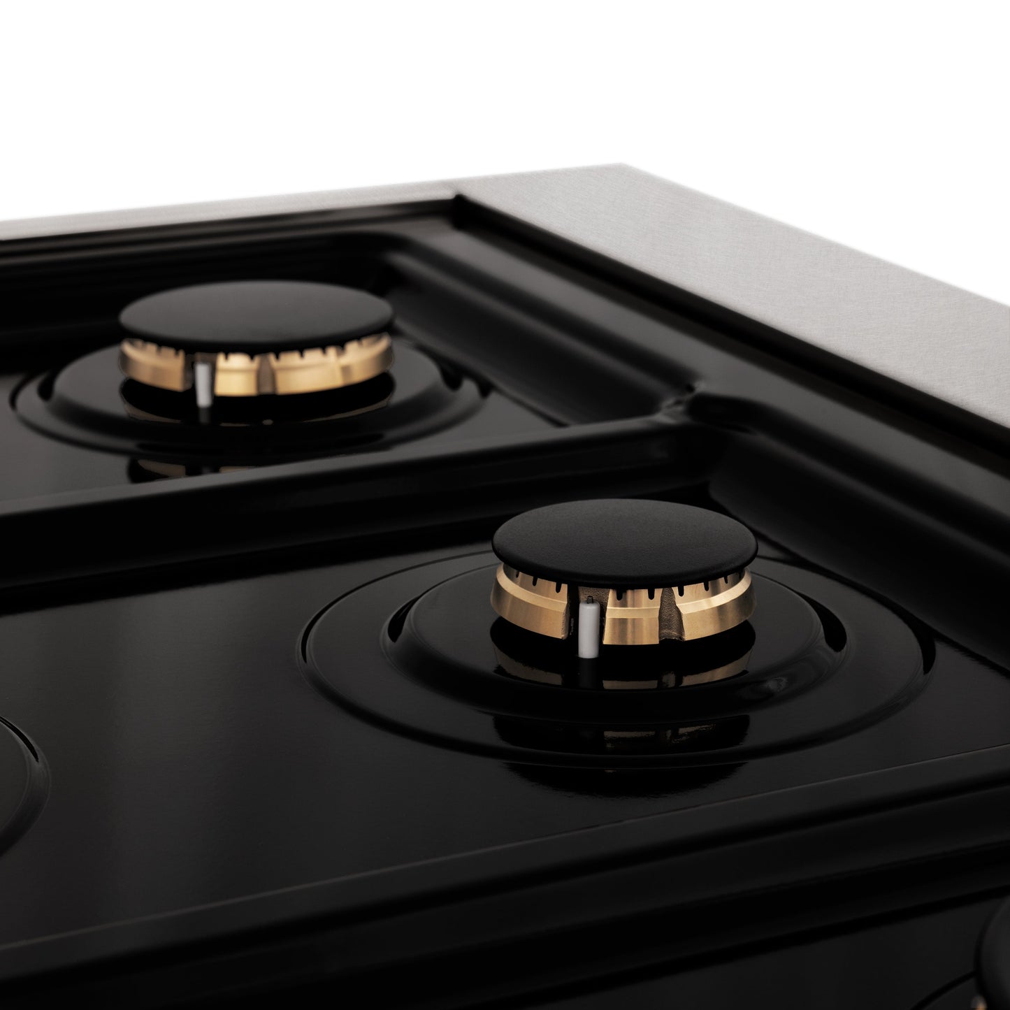 ZLINE Autograph Edition 36" DuraSnow Stainless Steel and Gold Accents Porcelain 6 Burner Rangetop