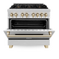ZLINE Autograph Edition 36" Stainless Steel 6 Burner Dual Fuel Range With Gold Accents and 4.6 cu. ft. Electric Oven