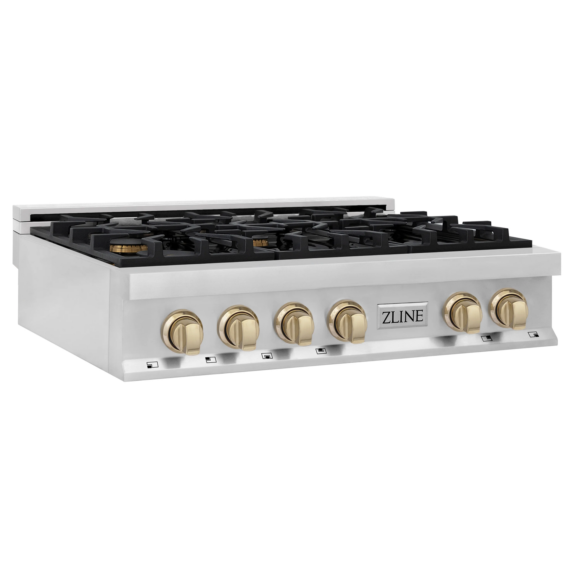 ZLINE Autograph Edition 36" Stainless Steel and Gold Accents Porcelain 6 Burner Rangetop