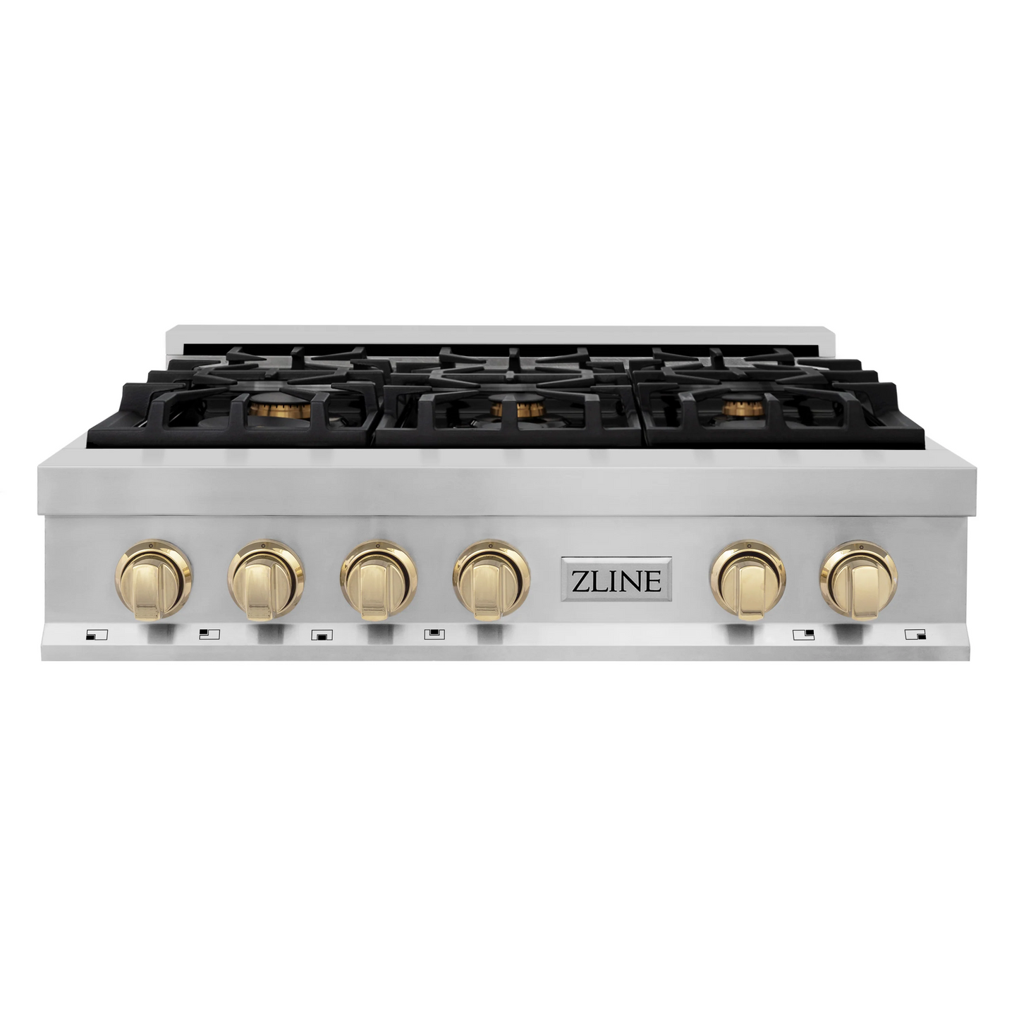 ZLINE Autograph Edition 36" Stainless Steel and Gold Accents Porcelain 6 Burner Rangetop