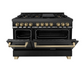 ZLINE Autograph Edition 48" Black Stainless Steel 7 Burner Dual Fuel Range With Champagne Bronze Accents and 6.0 cu. ft. Electric Oven