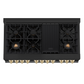 ZLINE Autograph Edition 48" Black Stainless Steel Dual Fuel Range 7 Burner With Gold Accents and 6.0 cu. ft. Electric Oven