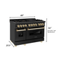 ZLINE Autograph Edition 48" Black Stainless Steel Dual Fuel Range 7 Burner With Gold Accents and 6.0 cu. ft. Electric Oven