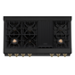 ZLINE Autograph Edition 48" Black Stainless Steel and Champagne Bronze Accents Porcelain 7 Burner Rangetop