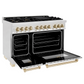 ZLINE Autograph Edition 48" DuraSnow Stainless Steel 7 Burner Dual Fuel Range With Gold Accents and 6.0 cu. ft. Electric Oven