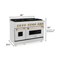 ZLINE Autograph Edition 48" DuraSnow Stainless Steel 7 Burner Dual Fuel Range With Gold Accents and 6.0 cu. ft. Electric Oven