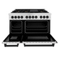 ZLINE Autograph Edition 48" DuraSnow Stainless Steel 7 Burner Dual Fuel Range With Matte Black Accents and 6.0 cu. ft. Electric Oven